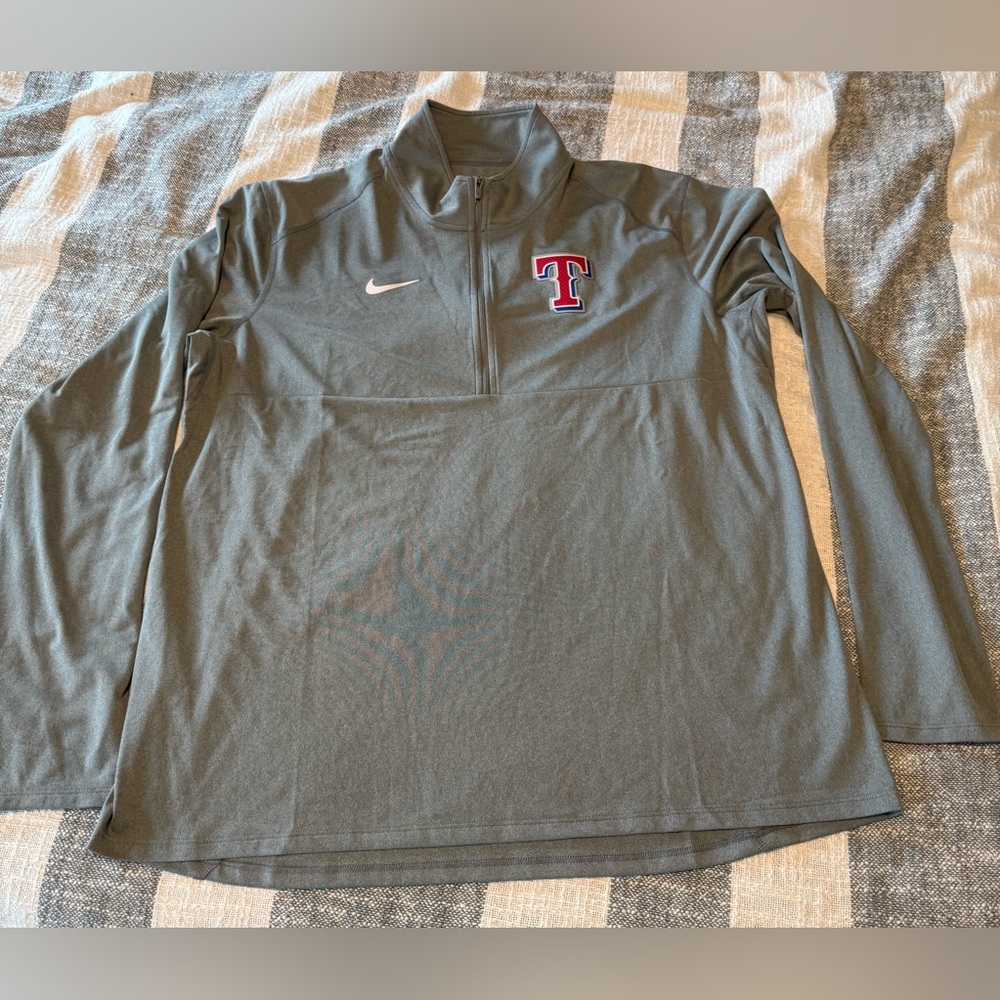 Nike TEXAS RANGERS Dri-fit Mens XL Gray 3/4 Zip Long Sleeve Unisex MLB